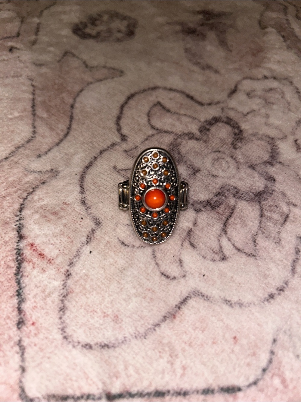 Sterling Silver Orange Stone Cocktail Ring